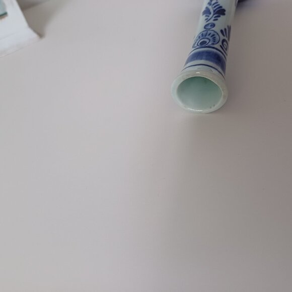 Handpainted Delft Floral Blue and White Tall Bud Vase 638 - Picture 9 of 12